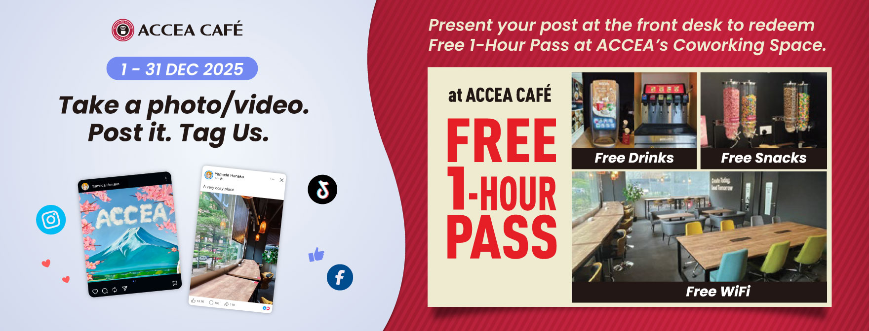 Post and Tag us to get Free 1 Hour Pass